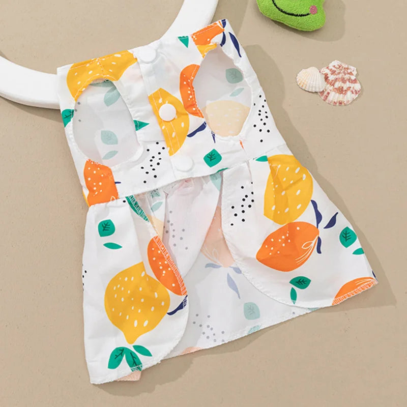 Fruit & Floral Print Bow Dress for Cats & Small Dogs