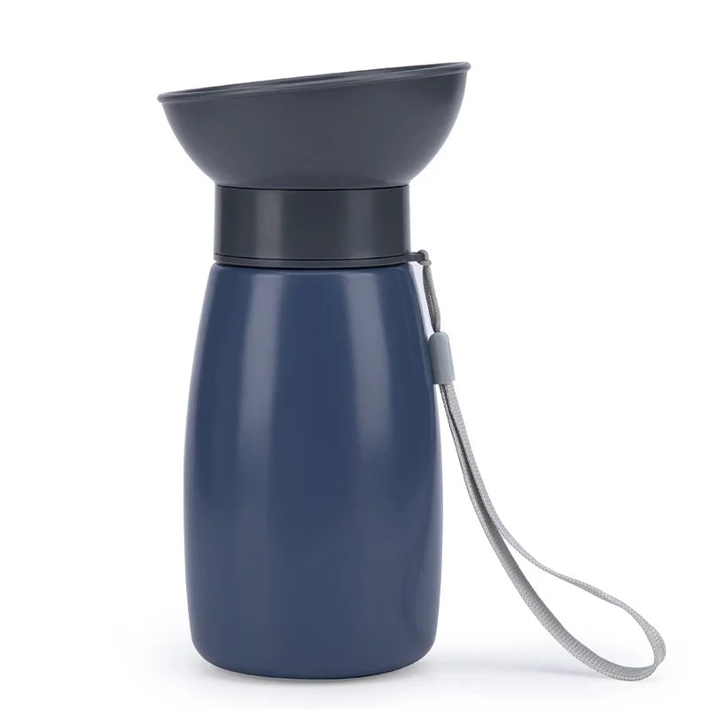 Squeeze Dog Water Bottle with Wide Rigid Bowl & Drain-Back Lock — 600ml