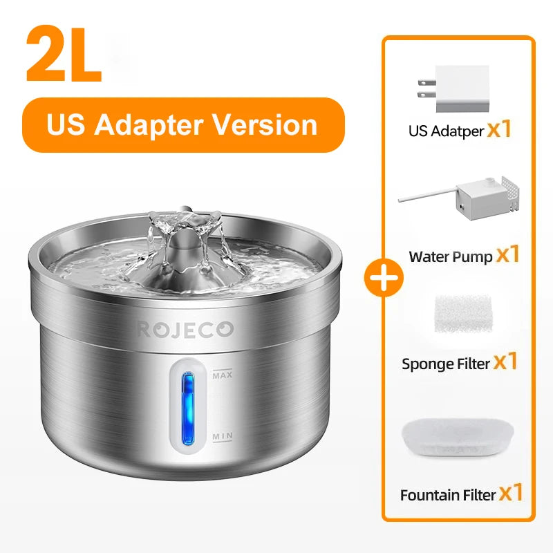 Stainless Steel Automatic Smart Pet Water Fountain for Cats & Dogs