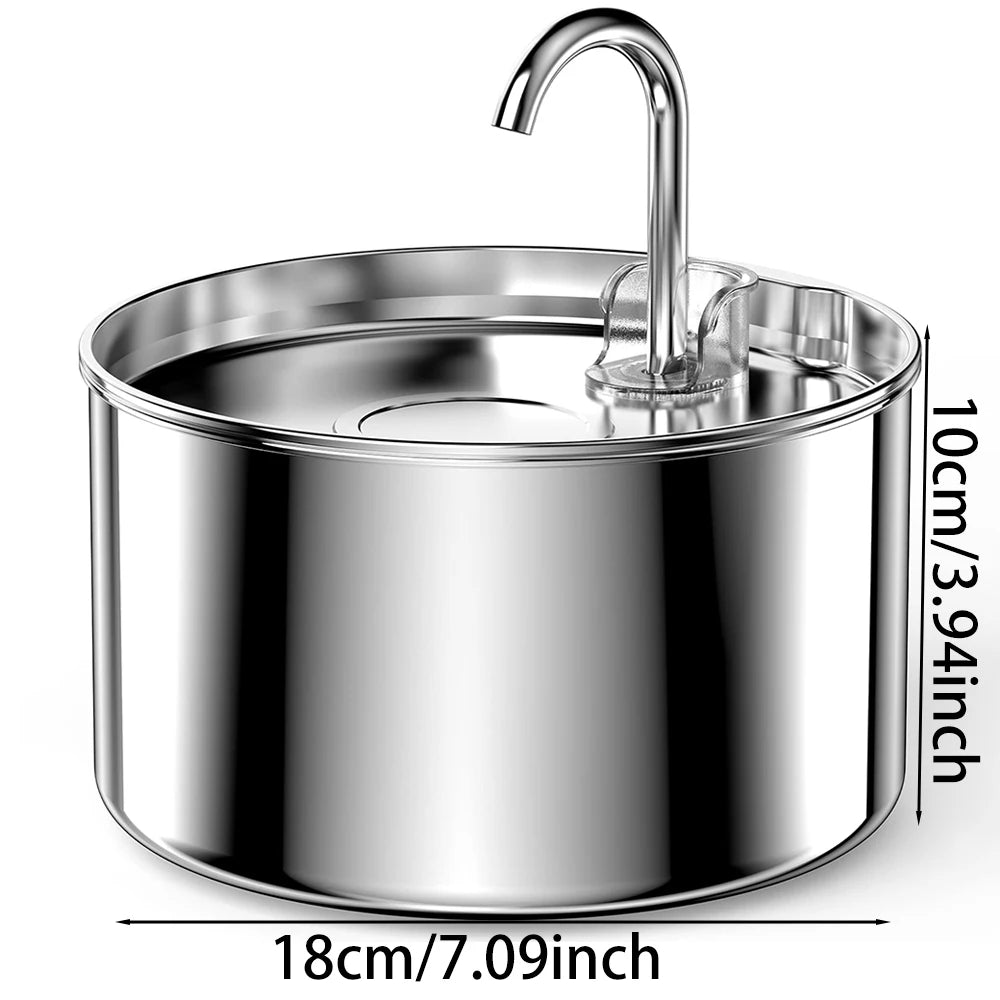 Premium Stainless Steel Pet Water Fountain - 2.2L Automatic Dispenser