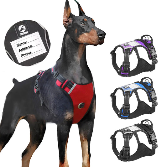 Reflective No-Pull Dog Vest Harness with Name Card