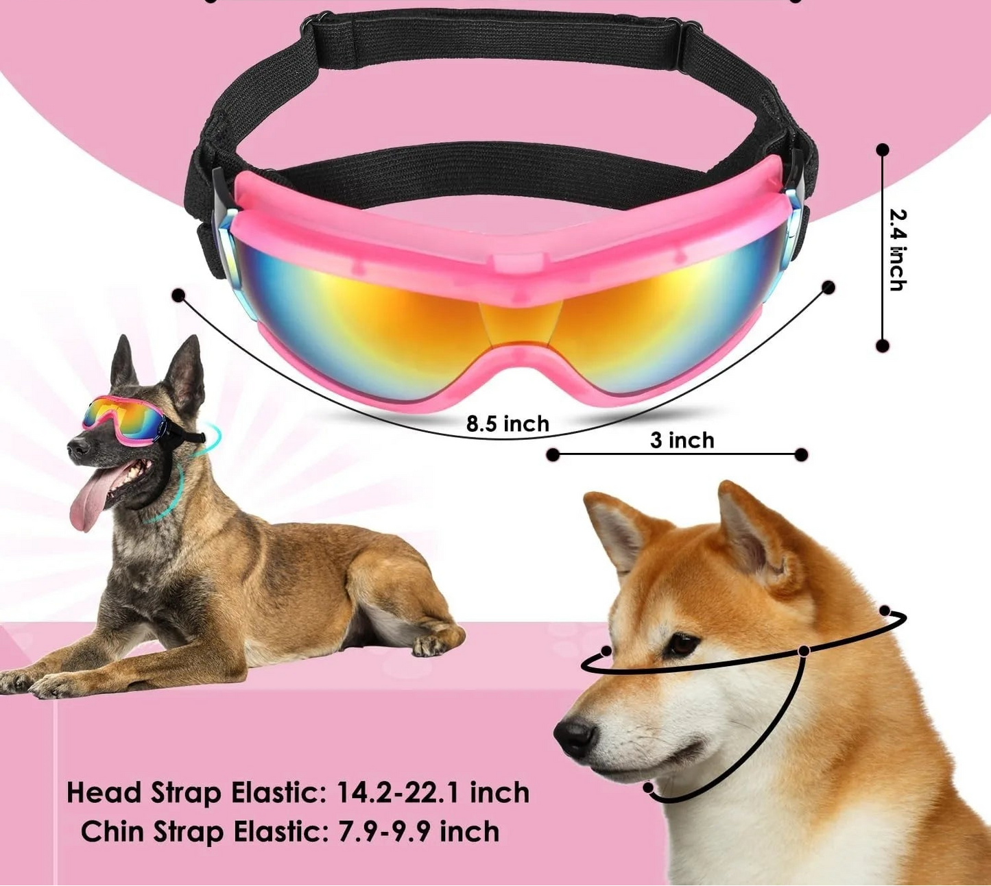 Ensemble lunettes et casque pour chien - Lunettes de soleil de protection UV pour grands chiens
