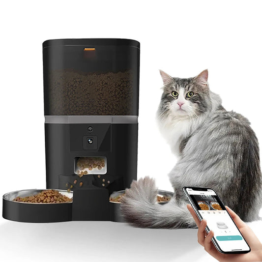 Distributeur de nourriture automatique pour chats 4L avec caméra vidéo WiFi, distributeur de nourriture pour chiens, enregistreur vocal intelligent pour animaux de compagnie, mangeoire automatique pour chat, écuelle pour chien.