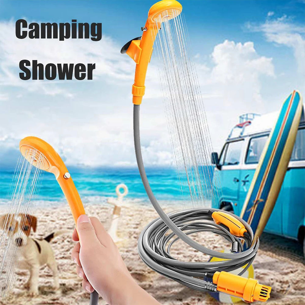 12V Portable Camping Shower Pump with Foldable Bucket Options