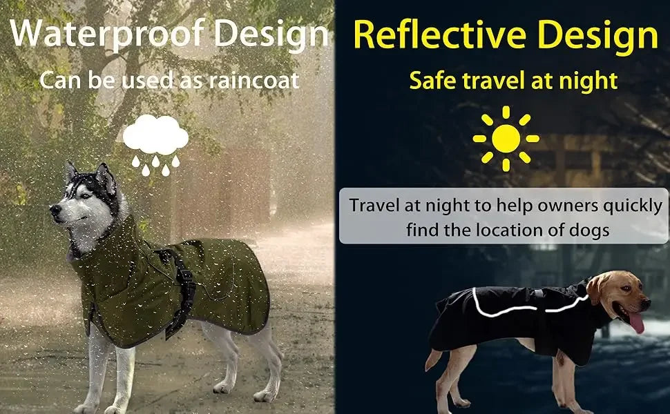 Waterproof Dog Raincoat with Fleece Lining