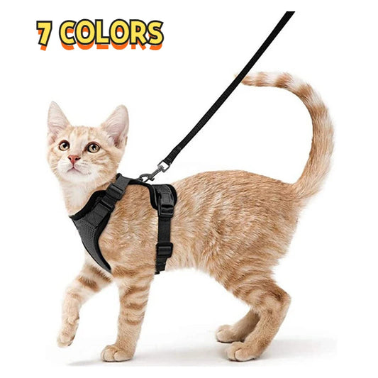 Escape-Proof Cat Harness and Leash Set - Adjustable Reflective Vest