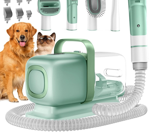 7-in-1 Pet Grooming Vacuum Kit - Professional Clippers and Shedding Tools for Dogs and Cats