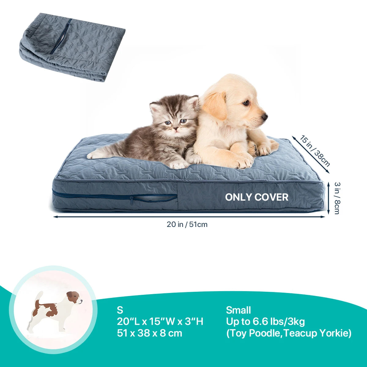 Orthopedic Dog Bed Washable Cover — Multi-Needle Quilted Foam Mat for Large Dogs & Crates