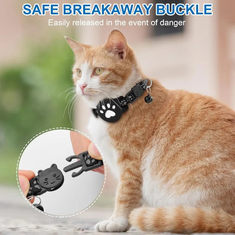 Reflective AirTag Pet Collar with Safety Buckle for Cats & Small Dogs