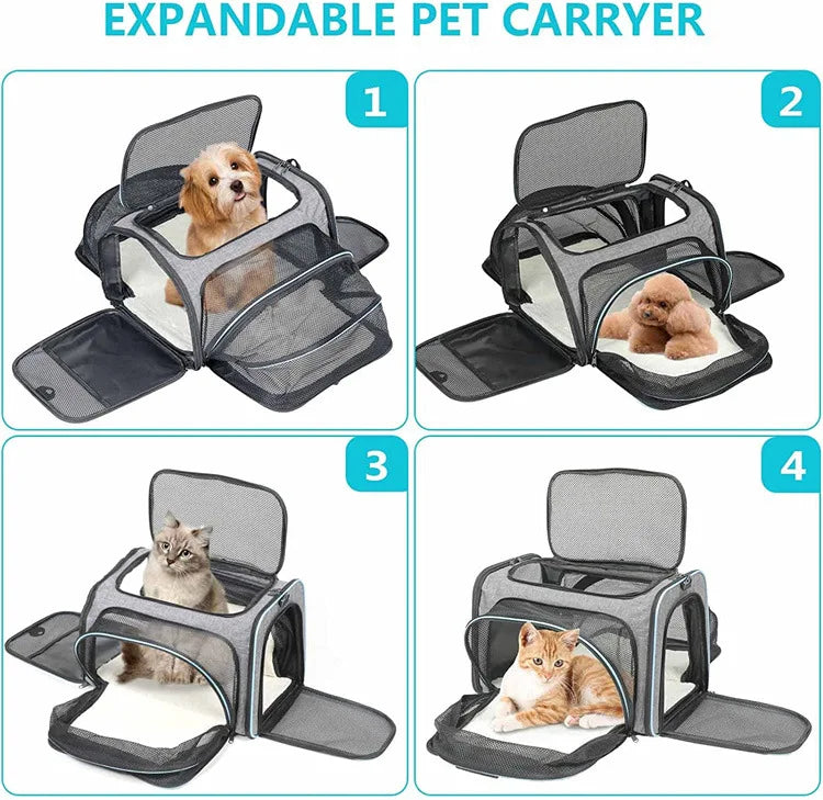 Foldable Expandable Pet Carrier Bag | Breathable Mesh Handheld Bag for Cats & Small Dogs