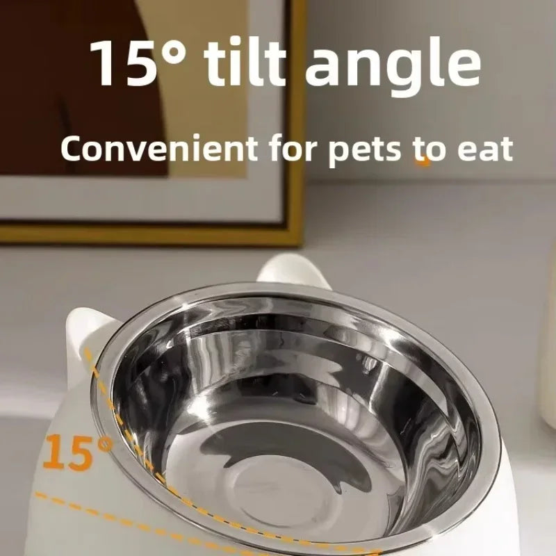 Cat Ear Stainless Steel Pet Bowl with Non-Slip Base