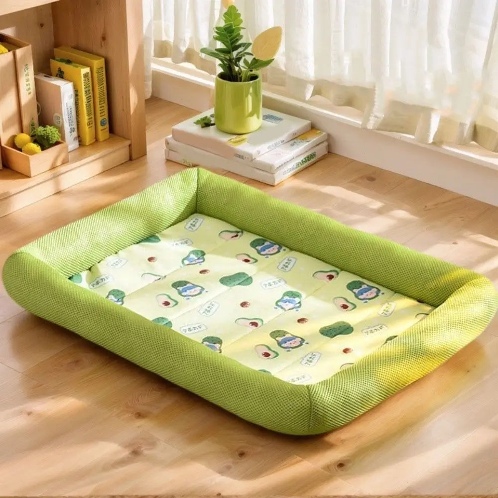 Square Cooling Pet Bed with Neck Support — Breathable, Waterproof & Anti-Slip for Dogs & Cats