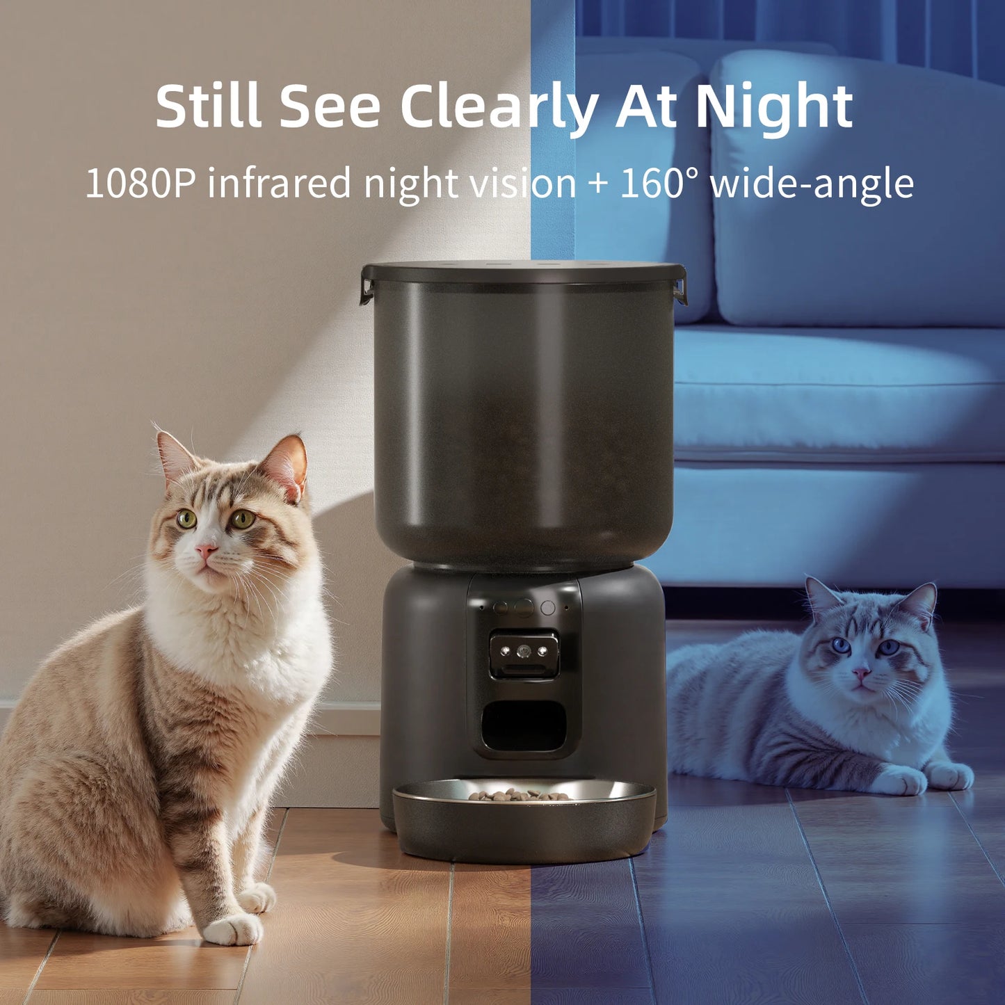 4L Cat Automatic Feeder With Camera Video Pet Feeder Support 2.4G And 5G Network Cat Food Distributor With Night Vision Function