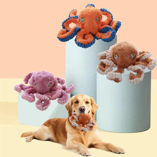 Octopus Plush Dog Toy - Bite Resistant Interactive Toy for Small & Large Dogs
