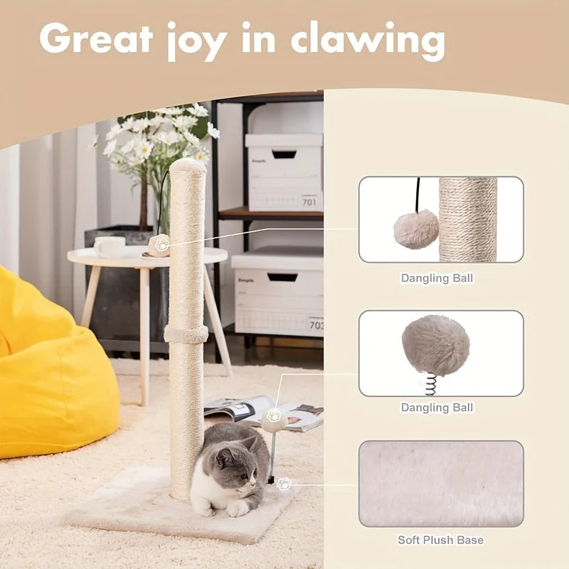 Griffoir pour chat en sisal de 86 cm avec balle suspendue