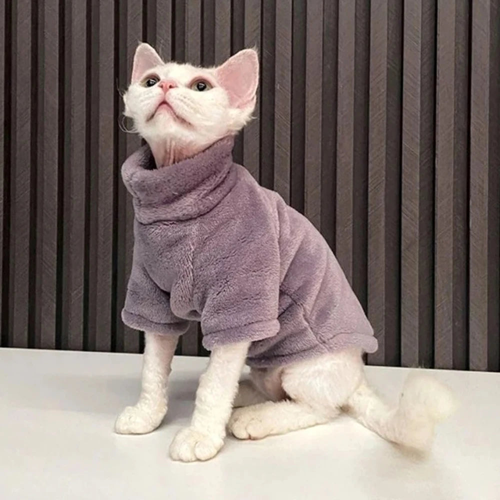Fleece High Neck Cat Hoodie