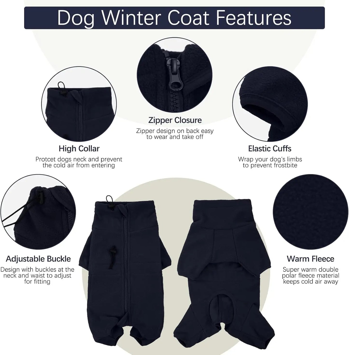 Manteau d'hiver pour chien - Veste coupe-vent en polaire douce pour temps froid