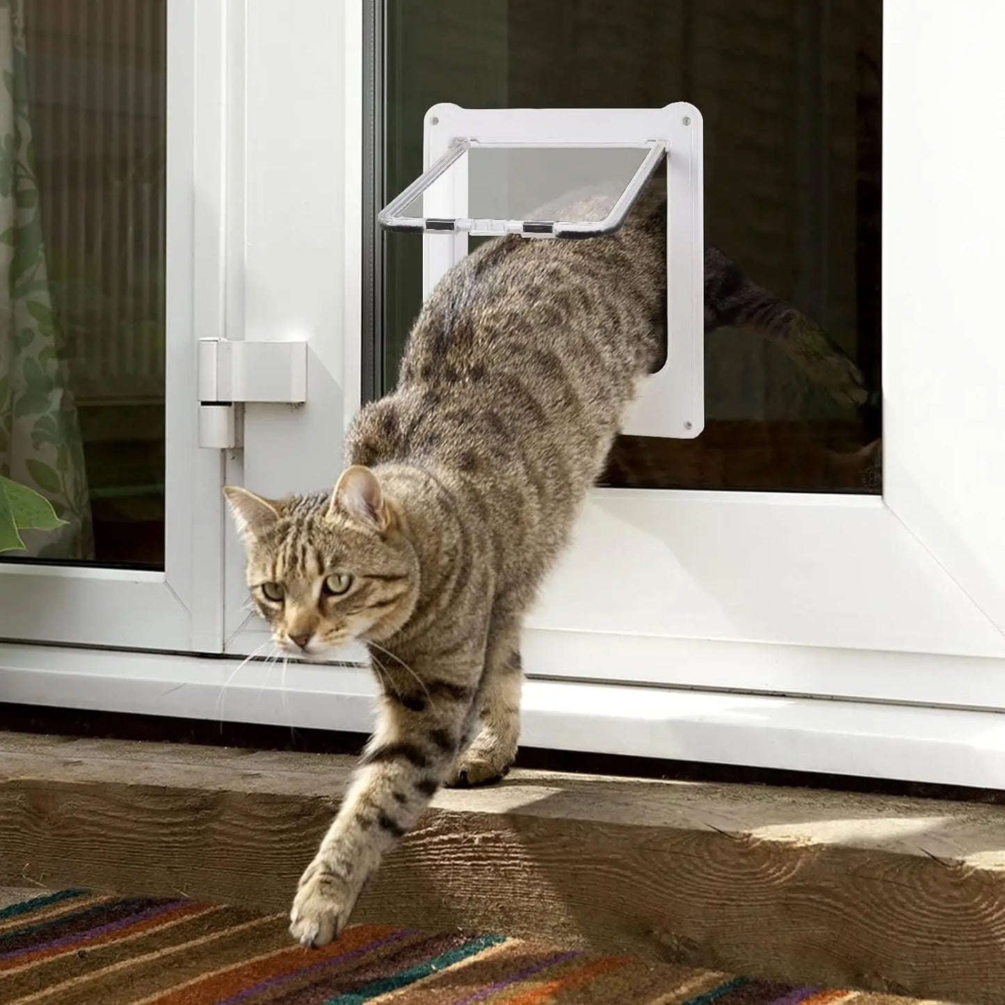 4-Way Cat Door - Magnetic Closure Indoor Pet Door for Cats up to 20lbs