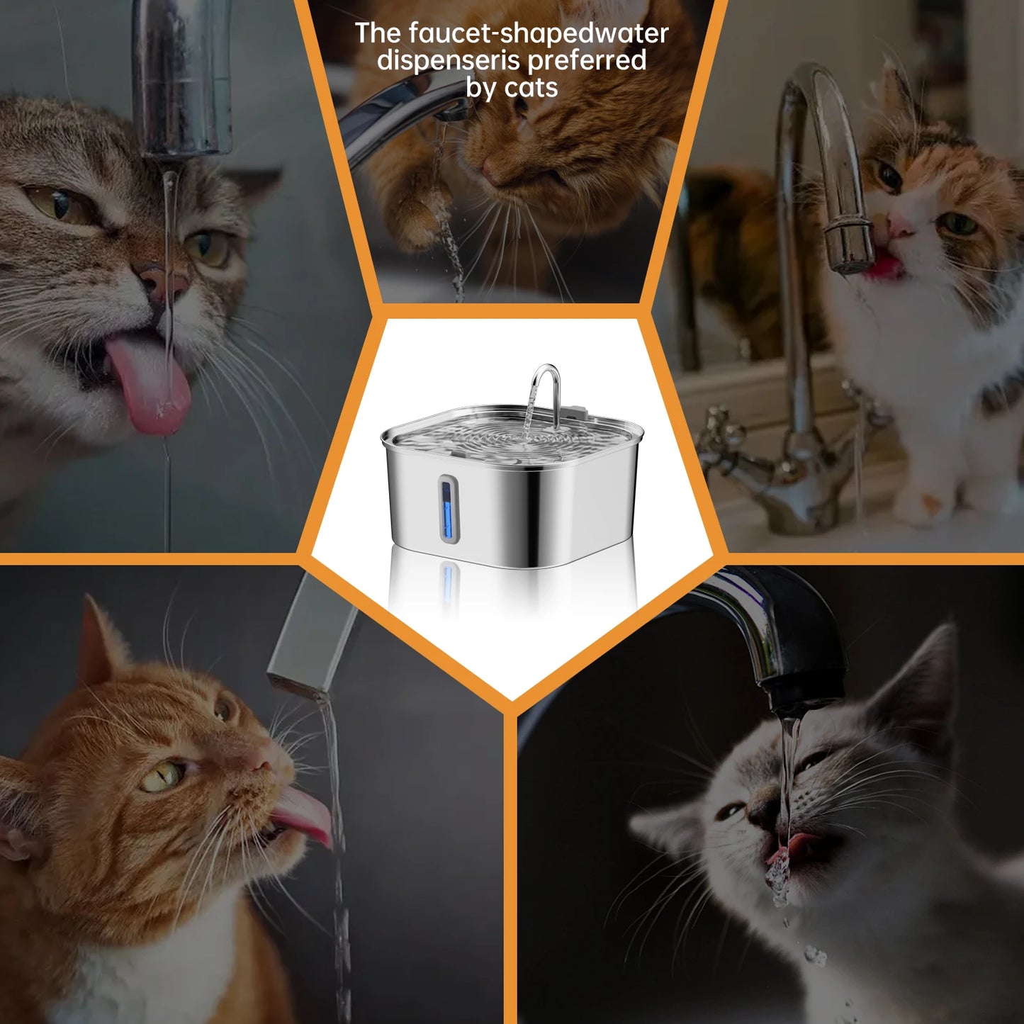 7L Stainless Steel Pet Water Fountain — Large Capacity Dispenser for Multiple Cats & Dogs