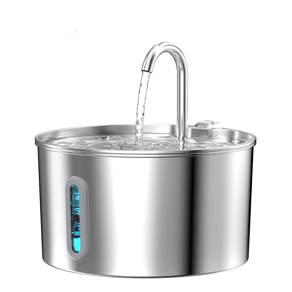 2.2L Stainless Steel Silent Pet Water Fountain — Dual Style with Filter & Sensor Options
