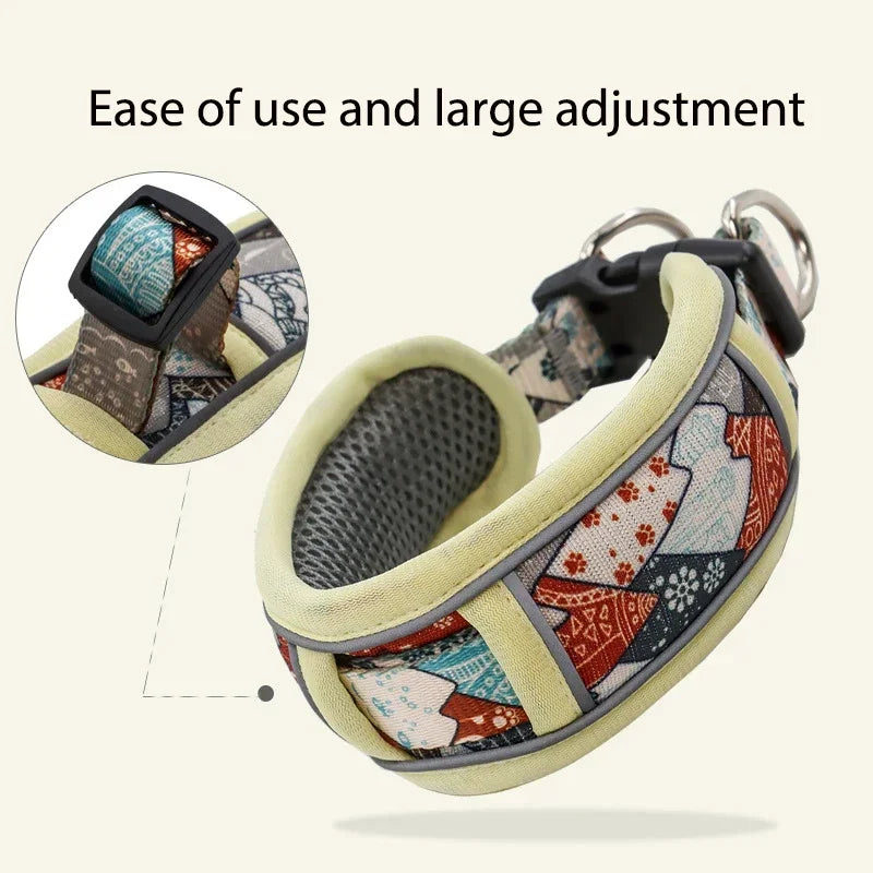 Reflective Breathable Mesh Dog Collar with Double D-Ring – All Sizes