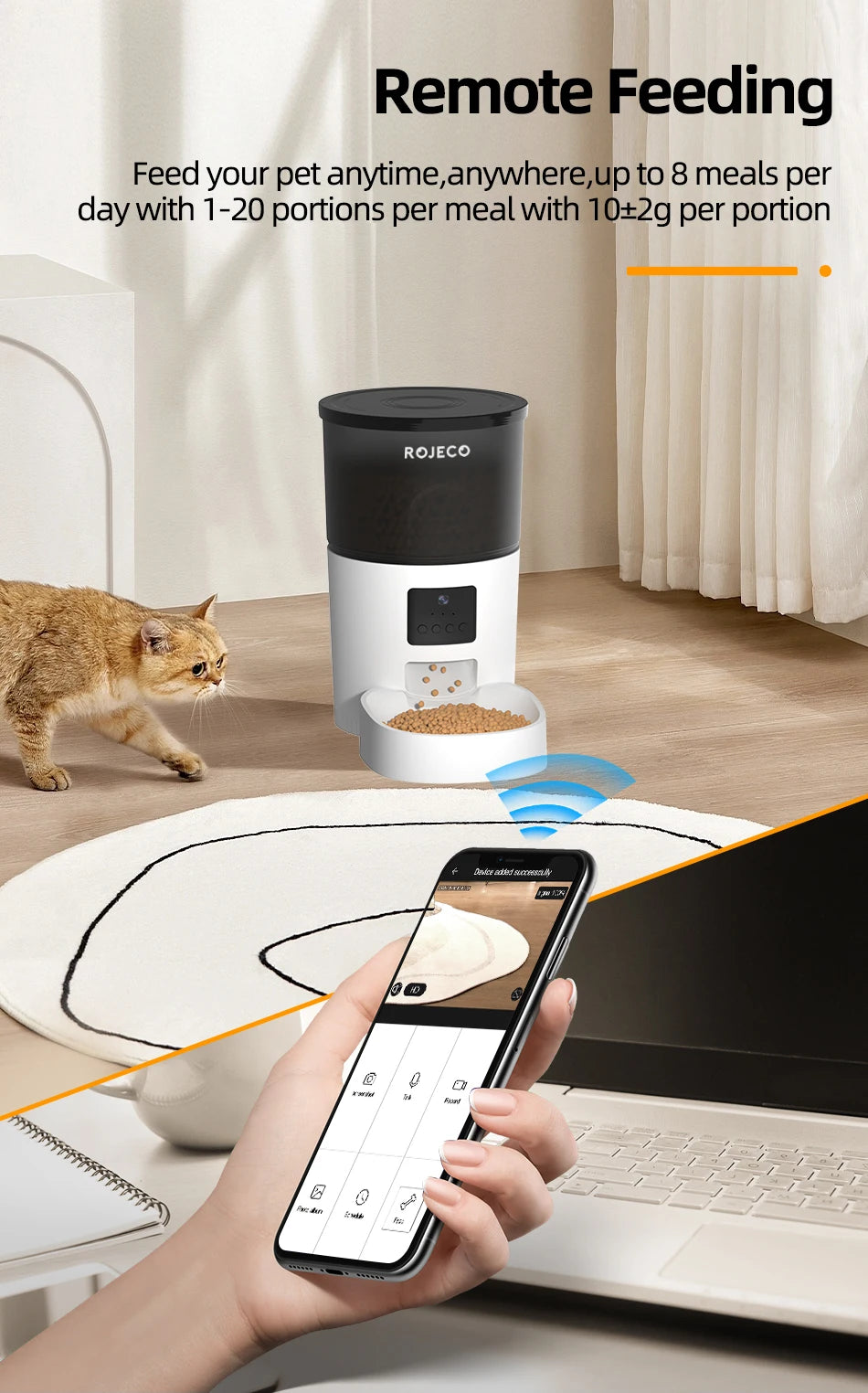 3L Smart Automatic Pet Feeder with Camera & Voice Recorder — Remote Control for Cats & Dogs