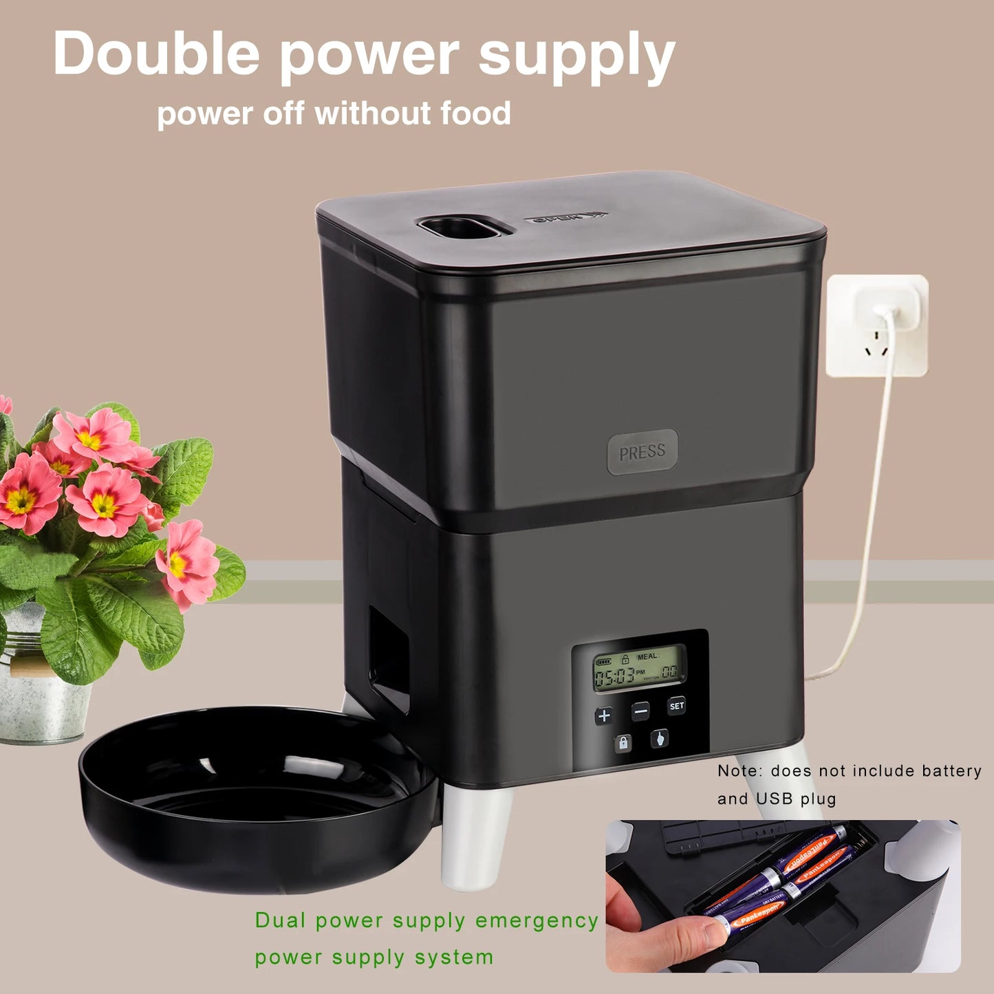 Cat Automatic Feeder 2L Cat Food Dispenser Smart Programmable Pet Feeder Recordable Dog Automatic Feede
