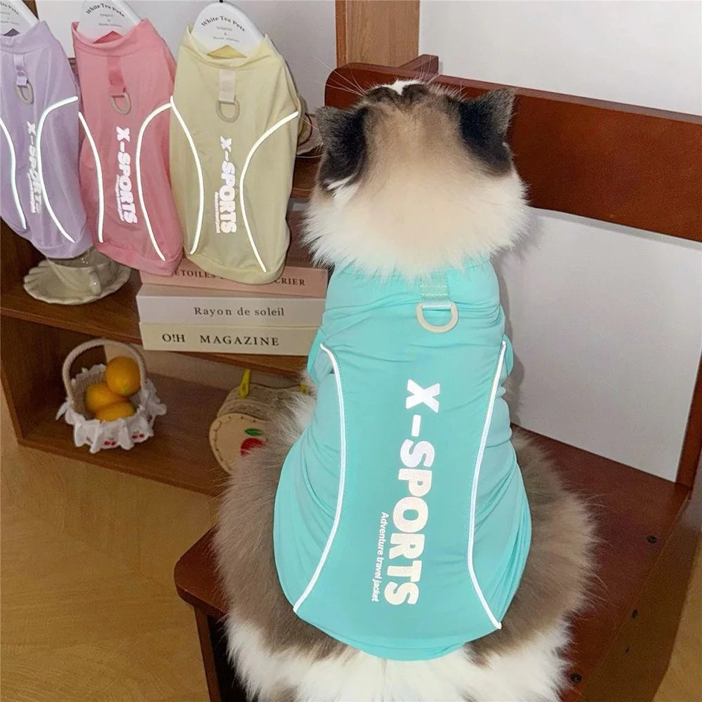Reflective Sports Pet T-Shirt with Traction Ring