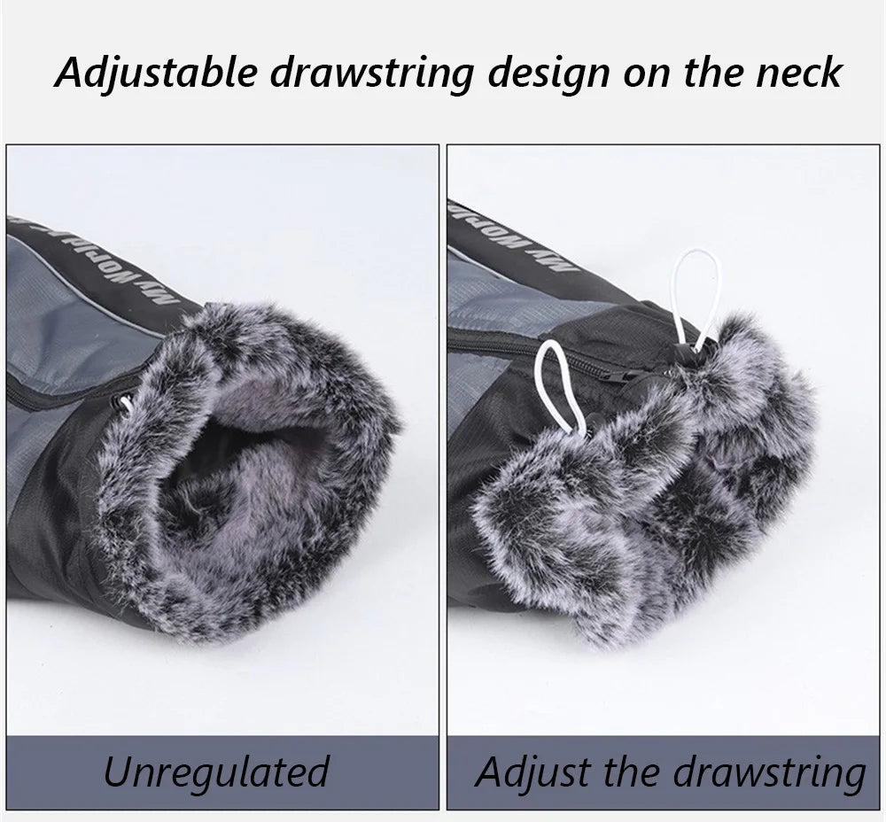 Reflective Waterproof Winter Dog Coat with Fur Collar & Harness
