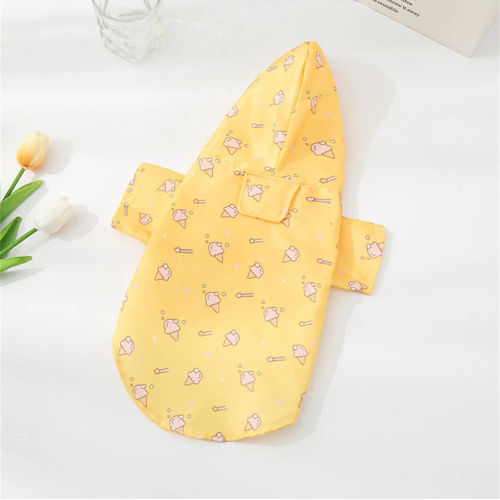 Printed Pet Dog Raincoat Waterproof Pet Hoodie with Traction Hole for Small Dogs Bichon Chihuahua Puppy Chubasquero Para Perros