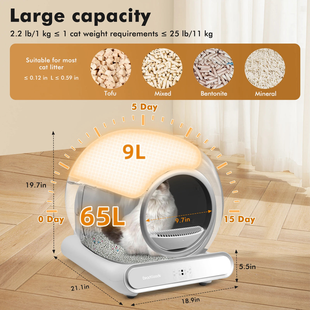 65L Self-Cleaning Cat Litter Box | Wi-Fi & App Control | Ozone Odour Control | UK Plug