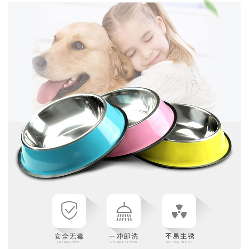 Stainless Steel Anti-Slip Pet Food Bowl for Cats & Dogs