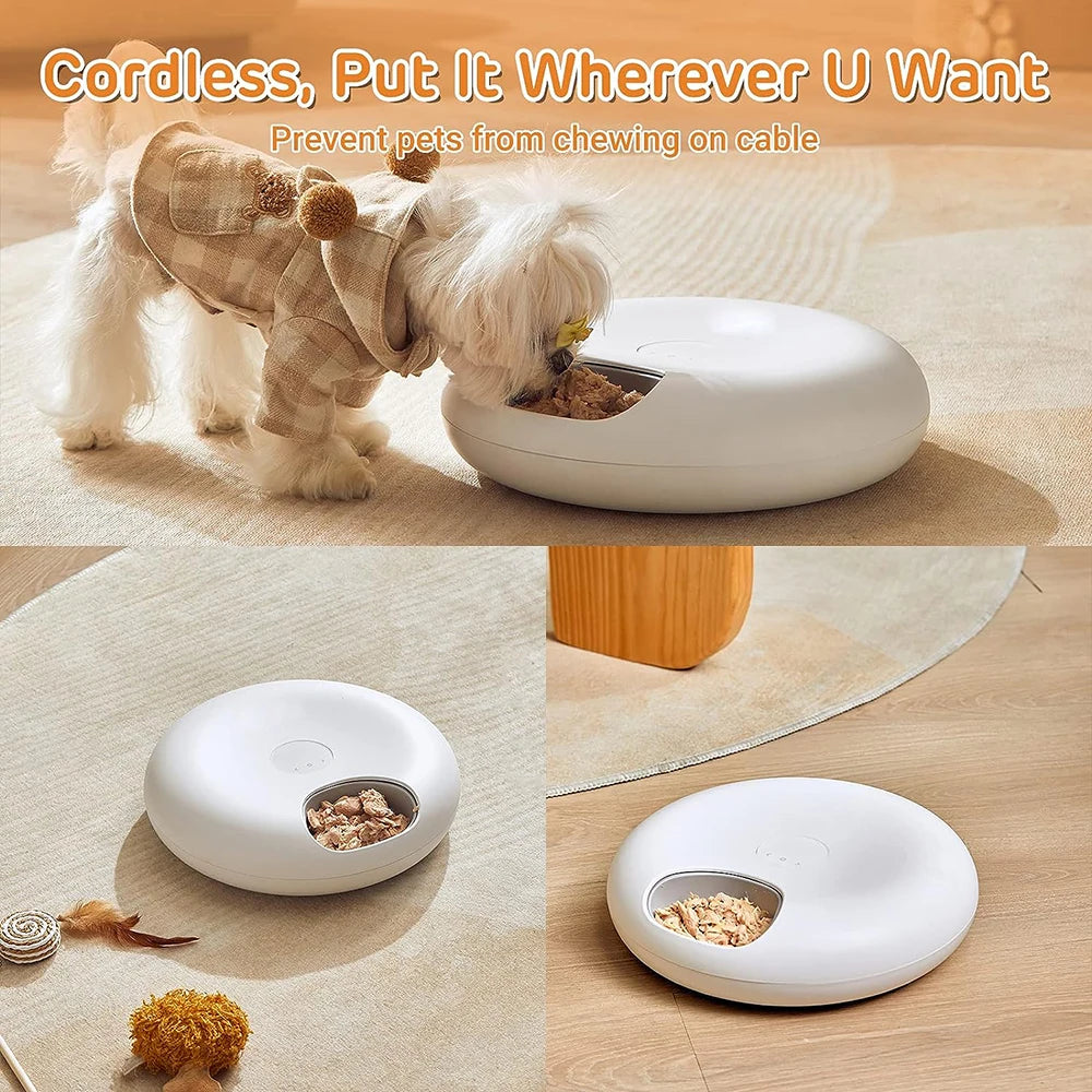 Distributeur automatique de nourriture pour animaux de compagnie Wi-Fi pour aliments secs, humides et surgelés, avec minuteur et contrôle des portions, amovible, pour chiens et chats.