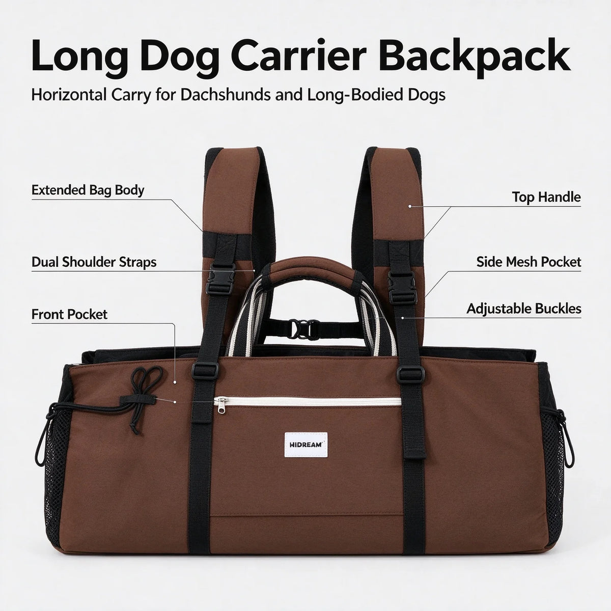 Long-Body Dog Carrier Backpack