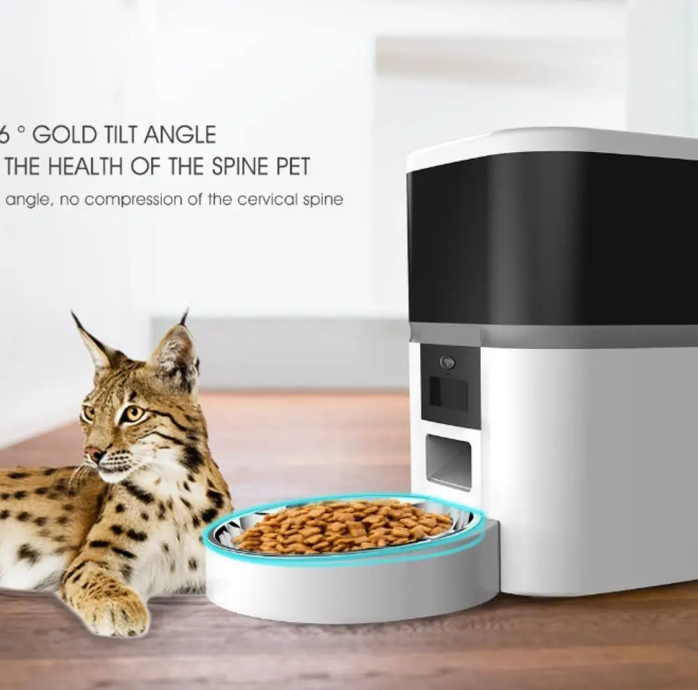 Distributeur automatique de nourriture pour animaux de compagnie Smart WiFi 4L - Double gamelle avec télécommande