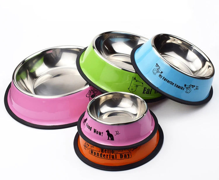 Stainless Steel Pet Food & Water Bowl for Dogs & Cats