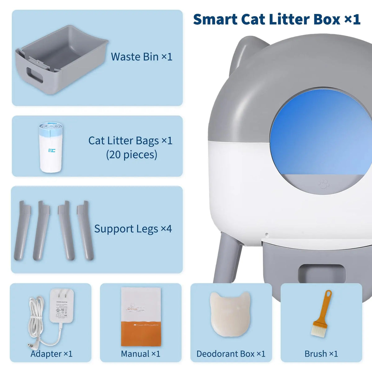 76L Self-Cleaning Cat Litter Box | 15-Day Waste Bin | ≤35dB Quiet | LED Night Light | App Control