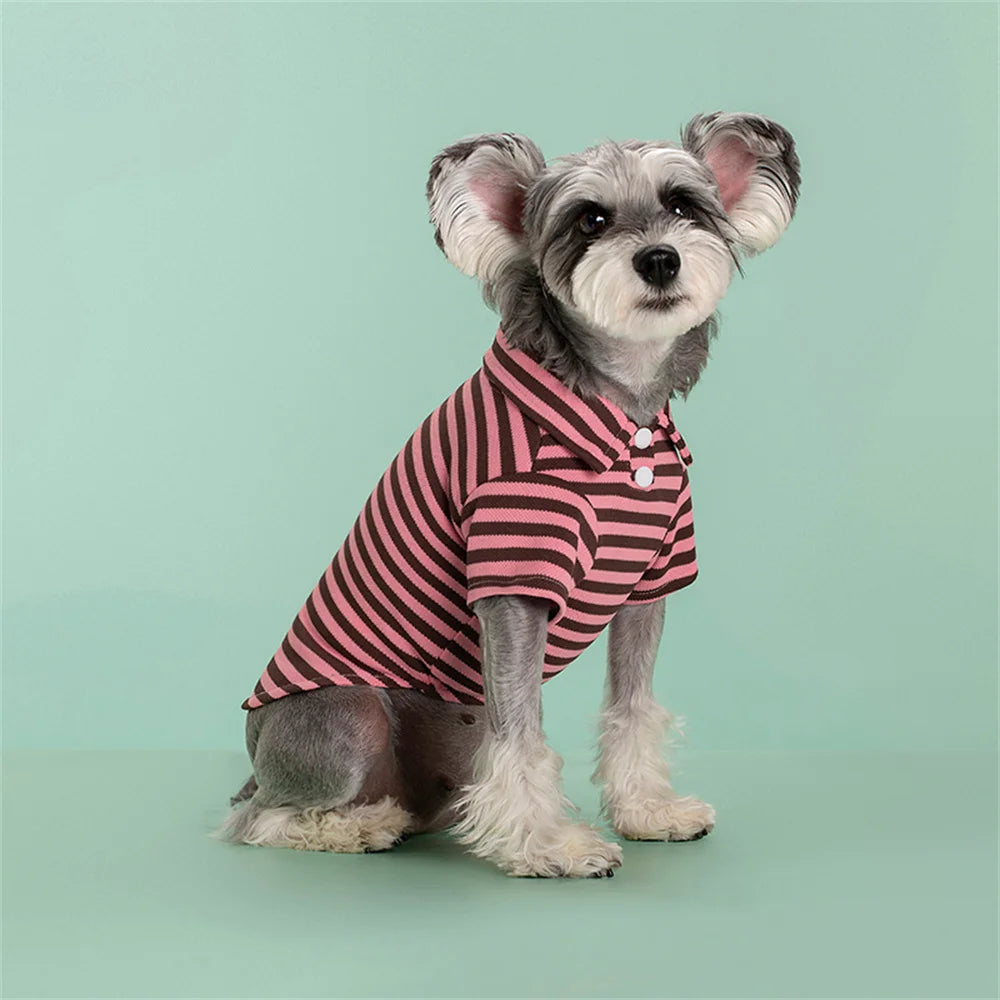 Striped Polo Shirt for Cats & Small Dogs