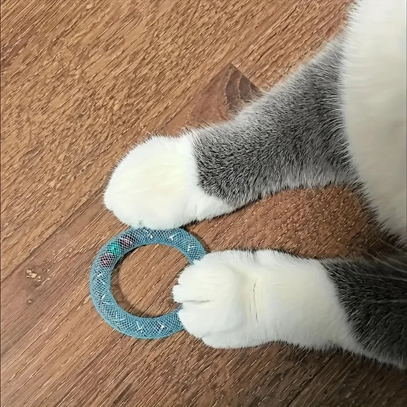 Donut-Shaped Spring Toy with Bell for Cats
