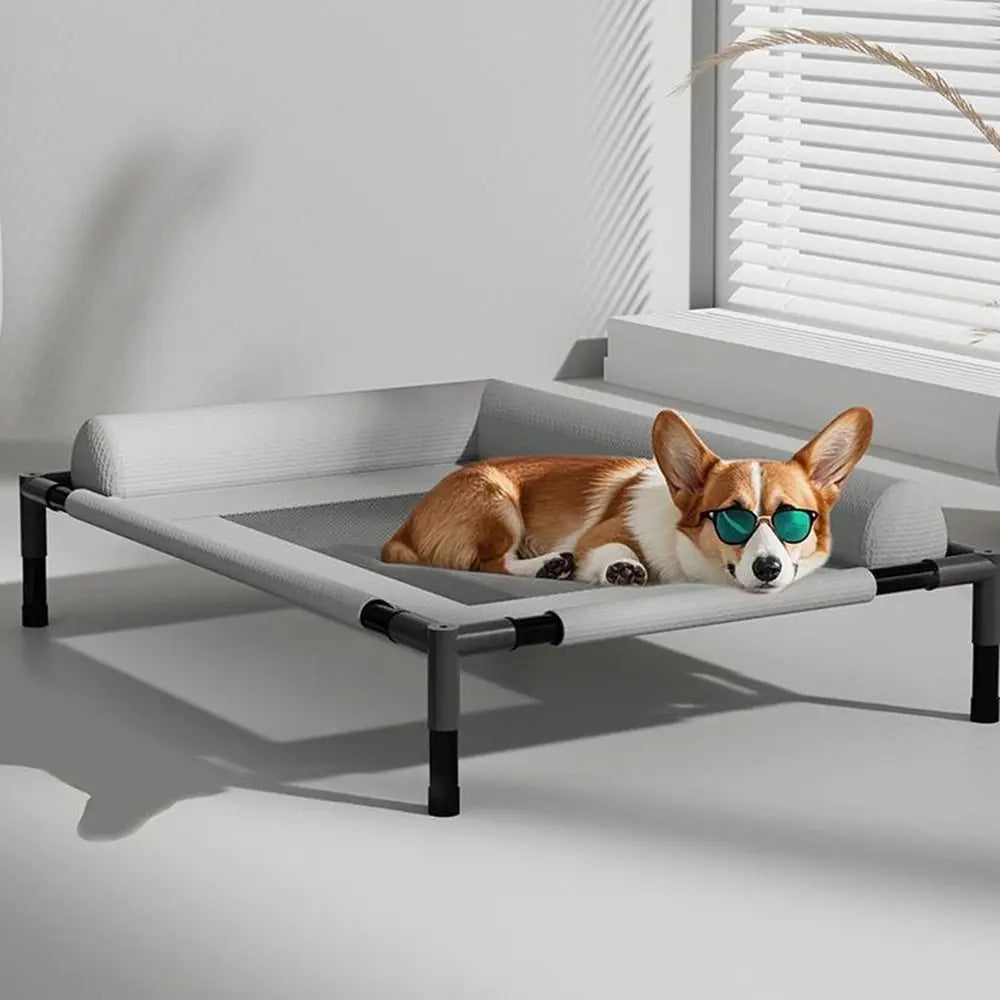 Elevated Mesh Dog Bed with Pillow — Breathable Raised Outdoor & Indoor Pet Bed