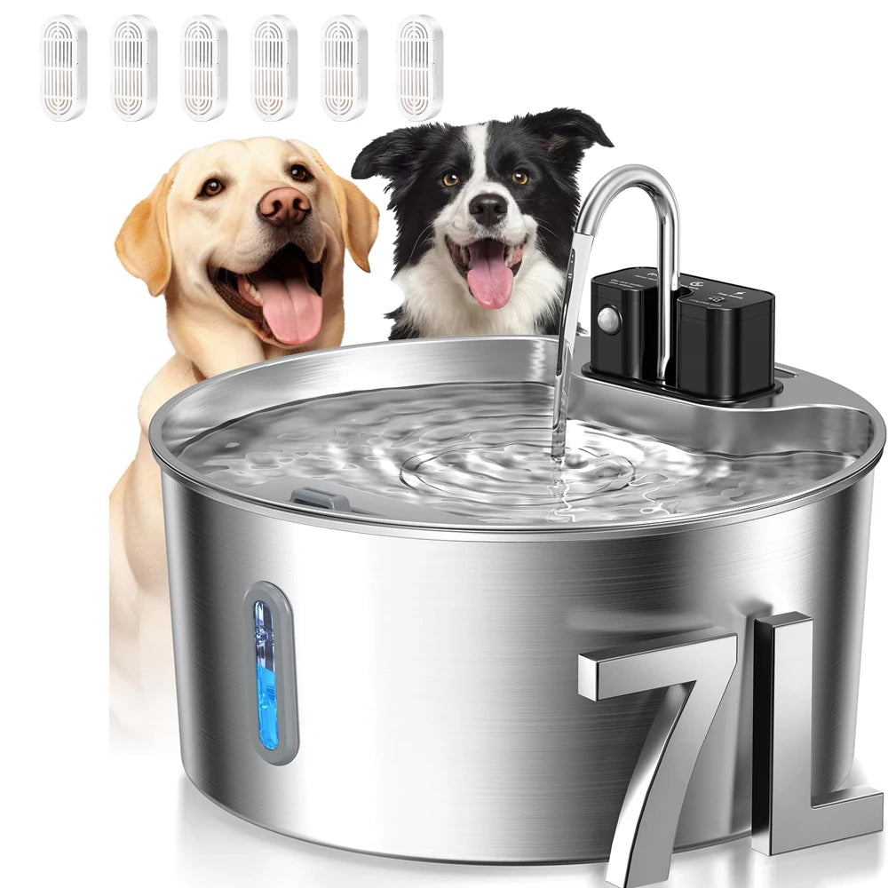 7L Stainless Steel Wireless Pet Water Fountain with Motion Sensor