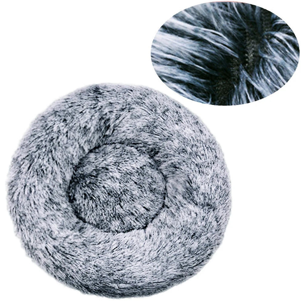 Round Plush Pet Bed — Washable Warm Basket for Dogs & Cats, 6 Sizes