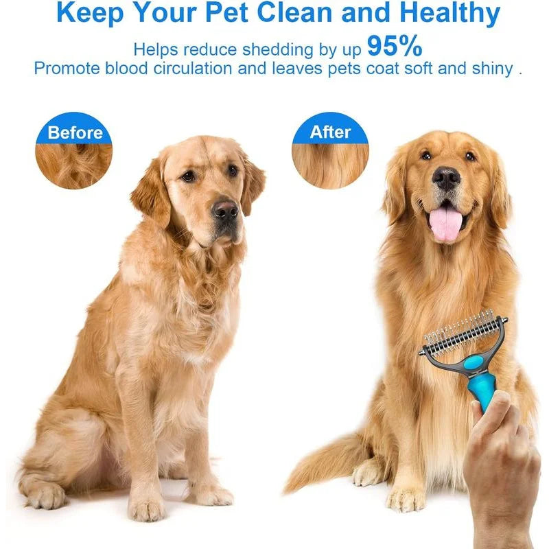 2-in-1 Pet Deshedding & Dematting Brush