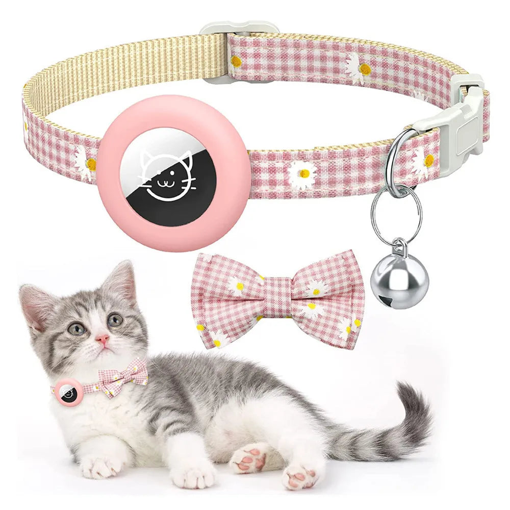 Collier de chat à dégagement rapide avec support AirTag et clochette