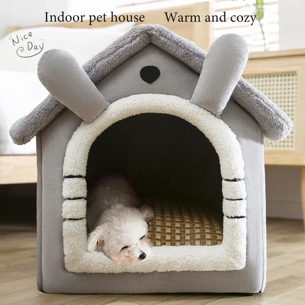 Foldable Plush Pet House for Cats & Small Dogs
