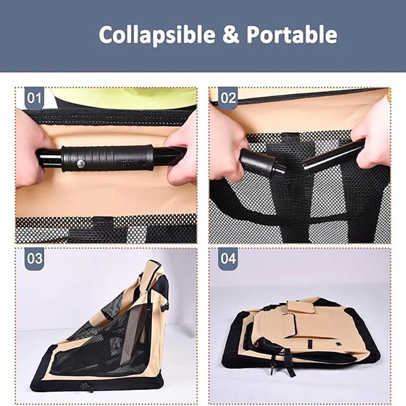 Cage de transport et de voyage pliable et souple avec tapis — 3 portes