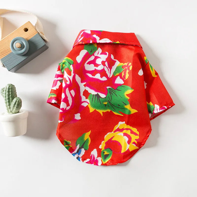 Summer Hawaiian Beach Shirt for Dogs & Cats — Lightweight Breathable Pet Apparel