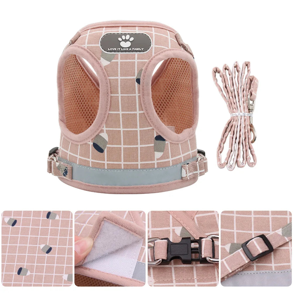 Ensemble harnais et laisse anti-évasion pour animaux de compagnie – Gilet en maille réfléchissante pour chats et petits chiens