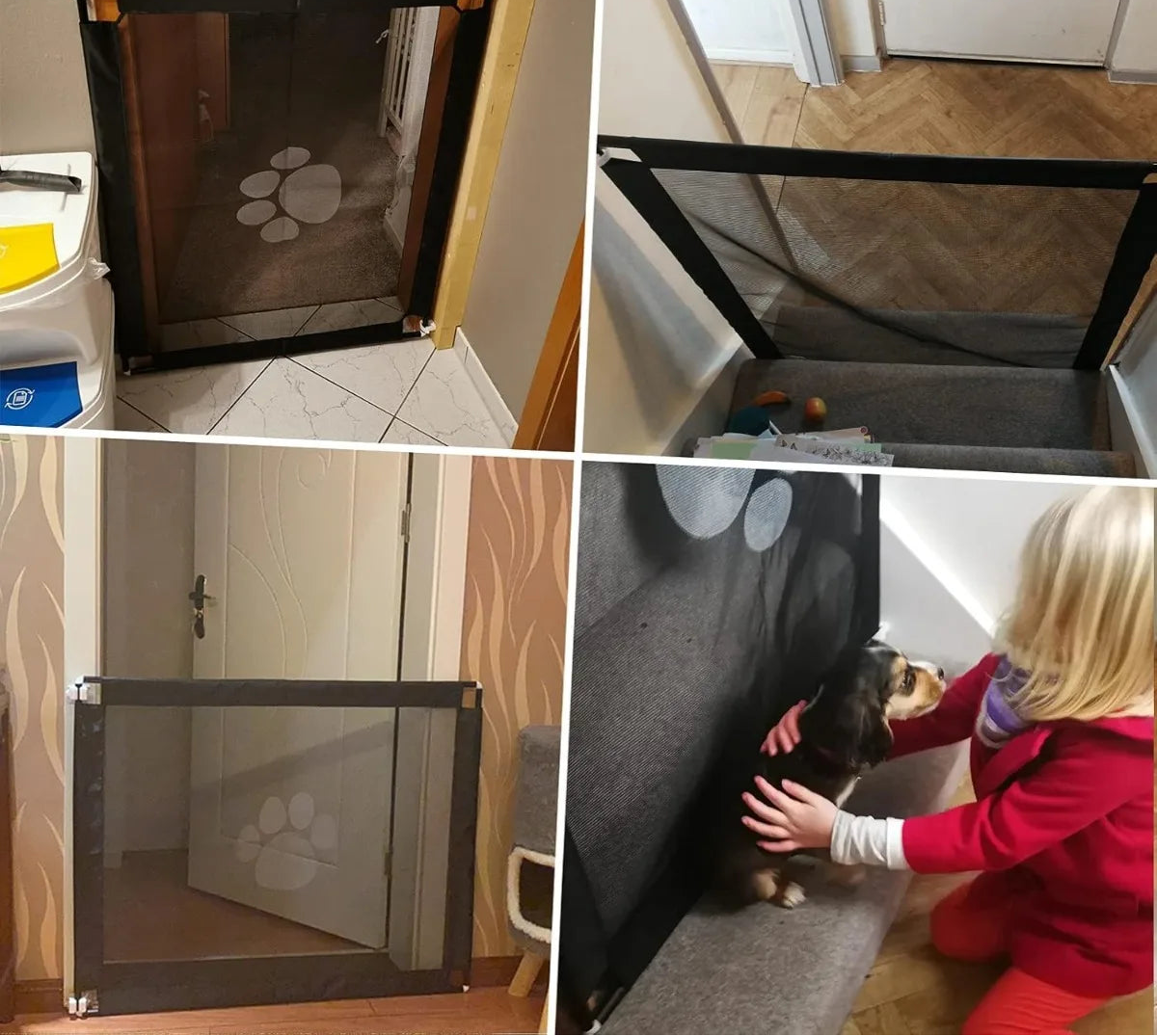 Barrière pour animaux de compagnie 99,8 x 80 cm - Barrière en maille adhésive sans perçage pour chiens