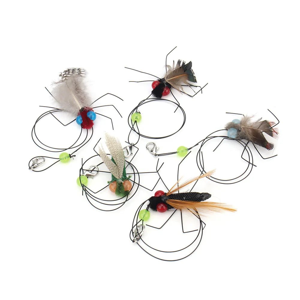 Cat Toy Replacement Heads – Feather Bug Wand Accessories (5pcs)